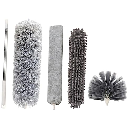 WEKADRIN Mikrofaser Staubwedel mit Verlängerbarer Teleskopstange Mehrköpfiger Staubwischer für Deckenventilatoren Möbel und Auto Wiederverwendbar Waschbar Leicht für Schwer Erreichbare von WEKADRIN