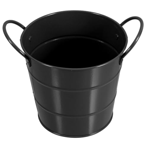 WEKADRIN Mini Desktop Mülleimer aus schwarzem Metall mit Henkel Dekorativer Tischabfallbehälter für Büro Vielseitiger Aufbewahrungseimer für Papier und Müll Kreativer Schreibtisch Organizer von WEKADRIN