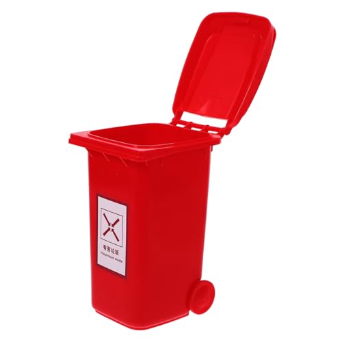 WEKADRIN Mini Desktop Mülleimer mit Deckel Kompakter Tischabfallbehälter aus Robustem PP Geruchsdicht Praktische Mülltonne für Büro Zuhause und Schreibtisch Rot von WEKADRIN