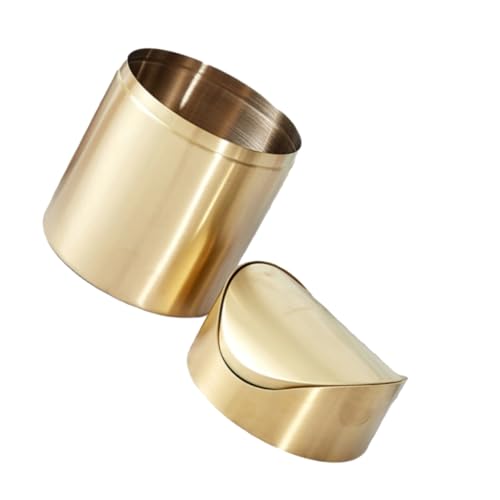 WEKADRIN Mini Edelstahl Abfalleimer mit Deckel Kompakter Eleganter Tisch-mülleimer in Gold für Büro Badezimmer Küche und Auto Praktischer Kleiner Abfallbehälter für Schreibtisch und Reise von WEKADRIN