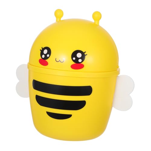 WEKADRIN Mini Tischmülleimer mit Klappdeckel Cartoon Bienen Design Kompakter Desktop Abfalleimer für Müll und Kleine Abfälle Praktischer Schreibtisch Organizer für Büro und Zuhause von WEKADRIN