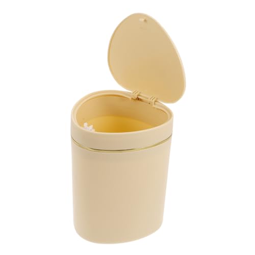 WEKADRIN Mini Tischmülleimer mit Pressdeckel Kunststoff Kleiner Abfalleimer für Schreibtisch Büro Schlafzimmer Wohnzimmer Flexibel Einsetzbar Stabil und Platzsparend in Gelb von WEKADRIN