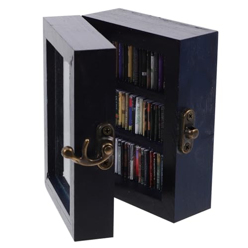 WEKADRIN Miniatur-bücherregal aus Holz mit Miniaturbüchern Stressabbauende Deko für Puppenhaus Kleine Regal-Dekoration für Wohn- Büro Kinderzimmer Platzsparend und Realistisch Gestaltet von WEKADRIN
