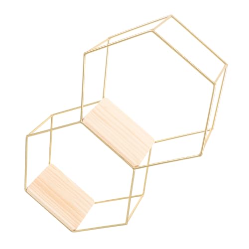 WEKADRIN Modernes Sechseckiges Wandregal Gold Schwebendes Stabiles Wandboard für Schlafzimmer und Küche Dekoratives Aufbewahrungsregal mit Großem Fassungsvermögen Platzsparend und von WEKADRIN