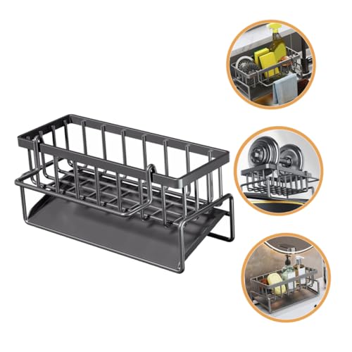 WEKADRIN Multifunktionales Küchen Spülbecken Organizer Regal mit Schwammhalter und Abtropffläche Platzsparend für Schwämme Bürsten Spültücher und Reinigungsmittel von WEKADRIN