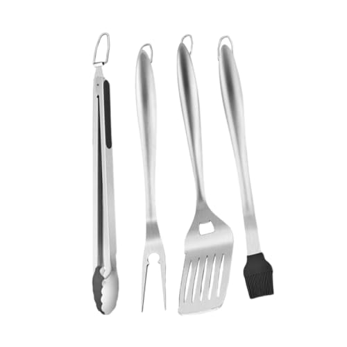 WEKADRIN Multifunktionales Teiliges Edelstahl BBQ Grillbesteck mit Rutschfestem Griff Professioneller Grillzange und Grillgabel Robustes Grillzubehör für Outdoor Camping und Grillabend von WEKADRIN