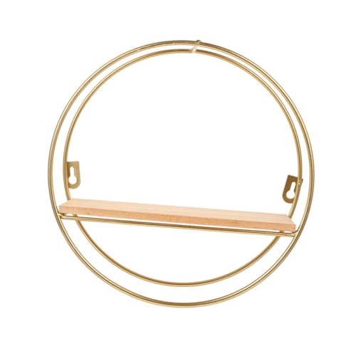 WEKADRIN Nordic Style Wandregal aus Runde Form Goldenes Wanddeko mit Geometrischem Design und Natürlichem Holzboden Schwebendes Regal für Wohnzimmer Büro und Schlafzimmer WEKADRIN Nordic Style Wandregal aus Runde Form Goldenes Wanddeko mit Geometrischem Design und Natürlichem Holzboden Schwebendes Regal für Wohnzimmer Büro und Schlafzimmer von WEKADRIN