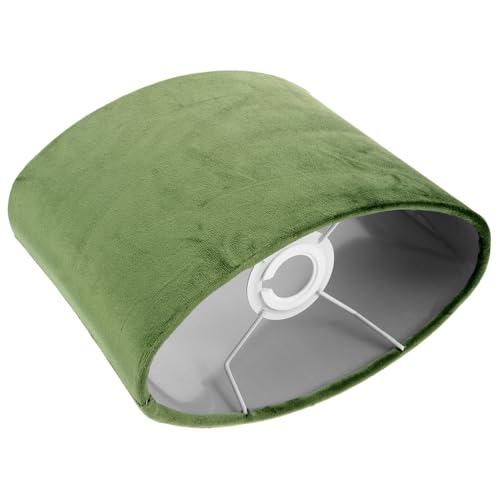WEKADRIN Ovaler Lampenschirm aus Samtigem Stoff Ersatzschirm für Tischlampen Dunkelgrün Einfache Installation Dekorative Lichtabdeckung für Schlafzimmer Wohnzimmer und Büro von WEKADRIN