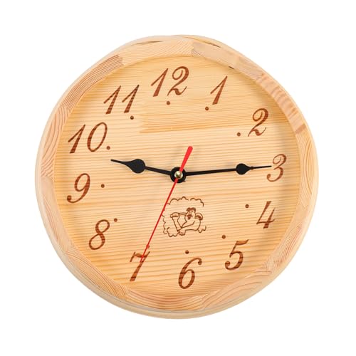 WEKADRIN Sauna Wanduhr aus Holz Hochtemperaturbeständig Feuchtigkeitsresistent Praktisches Zubehör für Sauna und Dampfbad Einfache Montage und Entfernung von WEKADRIN