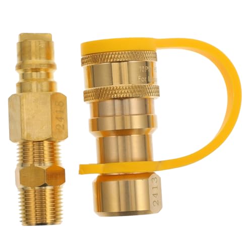 WEKADRIN Schnellkupplung Gasschlauch Messing für Tragbaren Grill Gasflasche Robust Wiederverwendbar Schnelle Befüllung Kompatibel mit Gasofen und Grillgeräten Vielseitig Einsetzbar von WEKADRIN