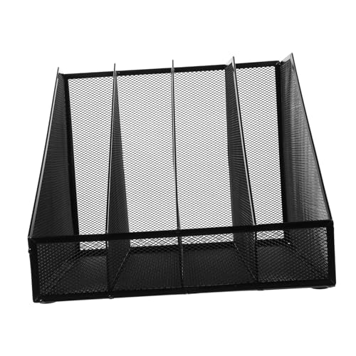 WEKADRIN Schwarzer Metall Mesh Schreibtisch Organizer mit Fächern Robuster Büro Dateiablage Eleganter Bürobedarf Aufbewahrer für Geordneten Arbeitsplatz von WEKADRIN