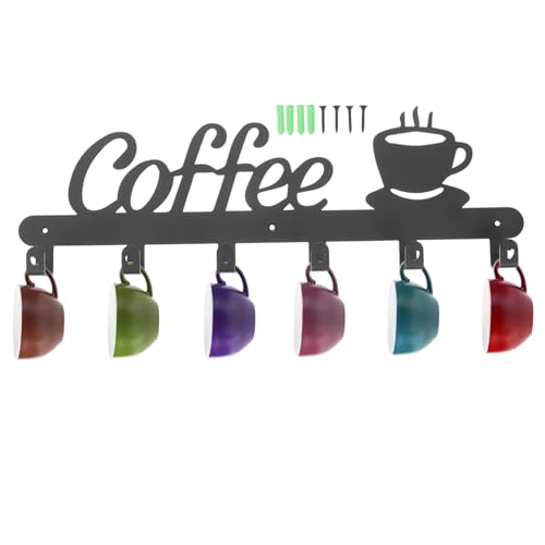 WEKADRIN Schwarzes Wandregal für Kaffeetassen Dekorativer Becherhalter mit Schrauben Platzsparend und Vielseitig für Küche Esszimmer und Büro zur Stilvollen Aufbewahrung und Präsentation von WEKADRIN