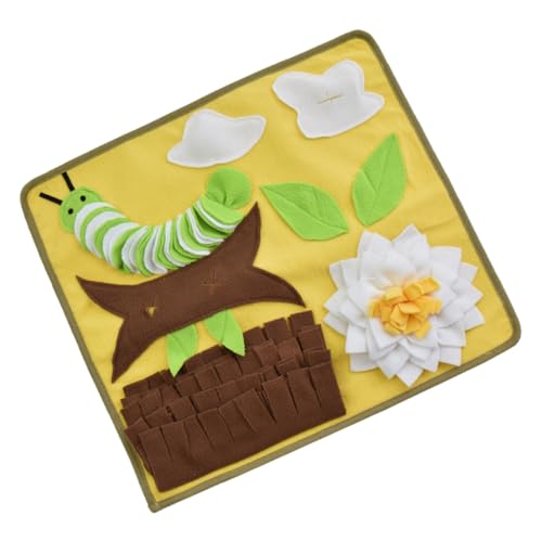 WEKADRIN Stressabbau Hundeschnüffelteppich Beißfestes Futter suchspielzeug für Hunde Welpen Fördert Geruchssinn Spielerisches Futterverstecken Gelb Langlebiges Pet Snuffle Mat von WEKADRIN