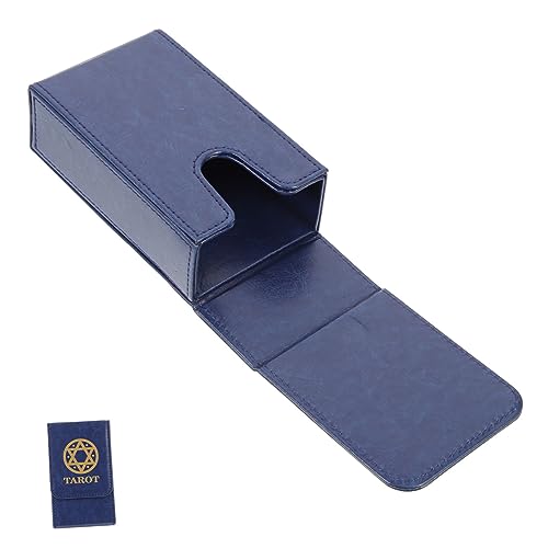 WEKADRIN Tarot Karten Aufbewahrungsbox PU Blau Rechteckiger Tarot Kartenhalter mit Großem Fassungsvermögen und Feuchtigkeitsschutz Praktische Schutzhülle Stoßfest und Tragbar von WEKADRIN