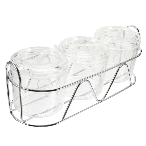 WEKADRIN Teiliges Gewürzglas Lebensmittelechtem Acryl mit Separatem Löffel und Deckel Transparente Zucker Salzdose für Küchen Restaurantgewürze Trockene Gewürzaufbewahrung von WEKADRIN
