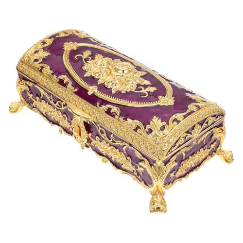 WEKADRIN Vintage Schmuckbox aus Metalllegierung Verzierte Aufbewahrungsbox für Schmuck Stilvolle Retro-truhe Dekorative Schmuckschatulle für Damen Stilvolle Aufbewahrung und Geschenkidee von WEKADRIN