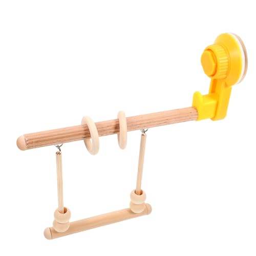 WEKADRIN Vogelspielzeug mit Saugnapf Holz Papageien Sitzstange als Trainings und Spielgerät für Wellensittiche Interaktiver Vogel Stand für Fenster Langlebiger Papagei Kletterast von WEKADRIN