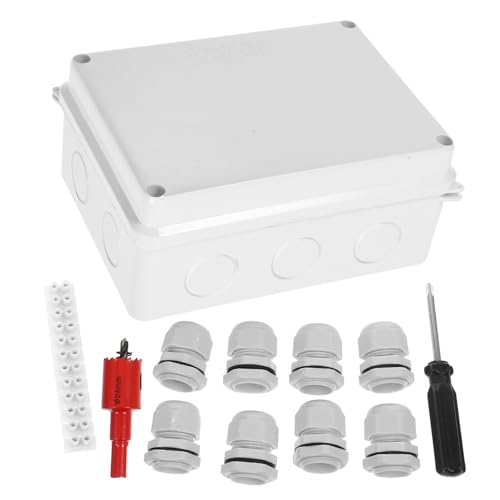 WEKADRIN Wasserdichte Abs Anschlussdose mit Kabelverschraubungen Poligem Verteiler Bohrer und Schraubendreher Outdoor Elektrische Verteilerdose für Stabile Verdrahtung von WEKADRIN