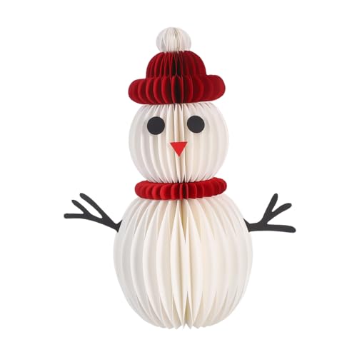 WEKADRIN Weihnachtlicher Snowman Honeycomb Tischdekoration Stabiles Papierdesign Festlicher Mittelpunkt für Esstisch Platzsparend für Weihnachtsfeier und Gemütliche Wohnraumgestaltung von WEKADRIN