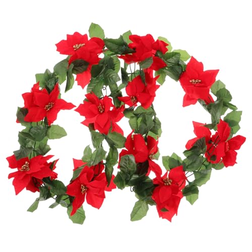 WEKADRIN Weihnachtsdeko Rattan Girlande mit Roter Blume Simulierte Poinsettia für DIY Kranz Weihnachtsbaum Treppengeländer Leicht und Flexibel Festliche Geschenkidee WEKADRIN Weihnachtsdeko Rattan Girlande mit Roter Blume Simulierte Poinsettia für DIY Kranz Weihnachtsbaum Treppengeländer Leicht und Flexibel Festliche Geschenkidee von WEKADRIN