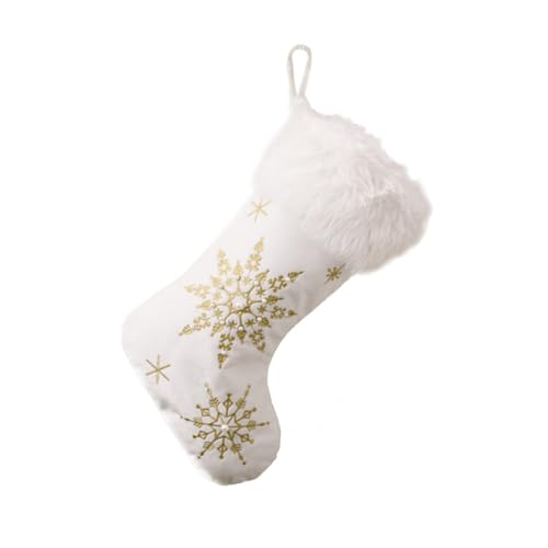 WEKADRIN Weihnachtsstrumpf Candy Bag aus Weichem Plüsch mit Perlen und Schneeflockendekor Teilig Vielseitige Geschenkverpackung und Dekorativer Hänger für Baum Wand und Fenster Goldfarben WEKADRIN Weihnachtsstrumpf Candy Bag aus Weichem Plüsch mit Perlen und Schneeflockendekor Teilig Vielseitige Geschenkverpackung und Dekorativer Hänger für Baum Wand und Fenster Goldfarben von WEKADRIN