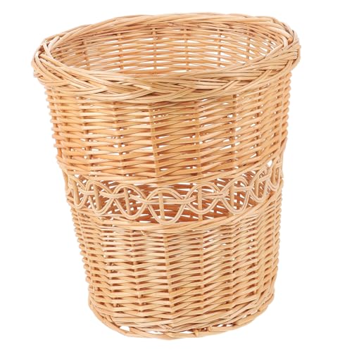 WEKADRIN Wicker Trash Basket Haushaltskorb Weidenkorb Vintage Abfallbehälter Vielseitig Praktisch Eleganter Aufbewahrungskorb Für Bad Küche Wohnzimmer von WEKADRIN