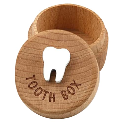 WEKADRIN Zahnbox Holz Erinnerungsbox Babyzahndose Milchzähne Aufbewahrung Fetalhaare Aufbewahrungsbox Geschenke zur Geburt Jungen Mädchen Kompakt Sicher Multifunktional von WEKADRIN