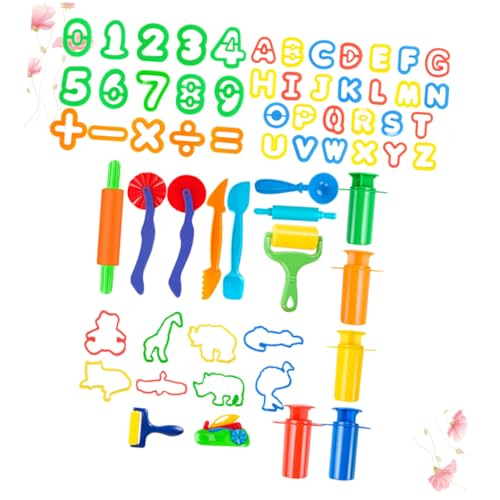 WEKAMOS 1 Satz DIY Knete Formset Teilig Bunte Knetwerkzeuge für Umweltfreundliche Modellierwerkzeuge für zu Hause Buchstaben und Zahlenstempel Zufällige Farben Zufällige Zufällige Farbe von WEKAMOS