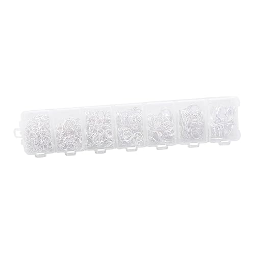 WEKAMOS 1 Schachtel Handgemachte Offene Schlüsselringe für Schmuckherstellung DIY Schmuckzubehör Set mit Verschiedenen Praktischer Aufbewahrungsbox Silber von WEKAMOS