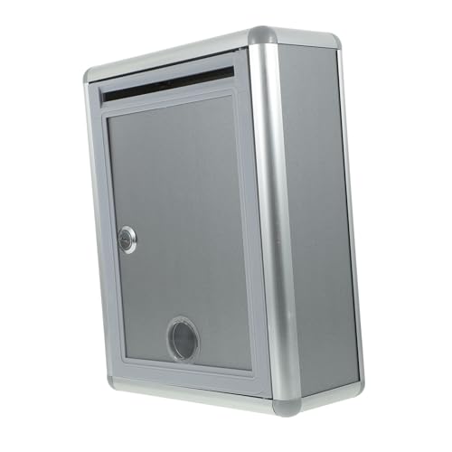 WEKAMOS 1 Stück Multifunktionale Silberne Aluminiumlegierung Vorschlagsbox mit Schloss Wandmontierter Sicherheitsbriefkasten für Einfache Informationssammlung und Kreatives Design von WEKAMOS
