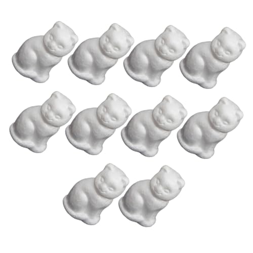 WEKAMOS 10 Stück Teiliges DIY Schaumstoff Katzenmodell Bemalbare Weiße Schaumstofffiguren für Bastelprojekte Stressabbauende Handmalerei Kreative Partydekoration und Kinderspaß von WEKAMOS