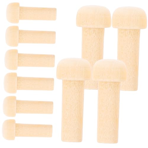 WEKAMOS 10 Stück Teiliges Holz Dübel aus Massivem Holz Langlebig und Vielseitig für DIY Möbel Handarbeit Naturbelassen zum Basteln und Bemalen von WEKAMOS