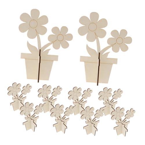 WEKAMOS 10 Stück Teiliges Holzblumen zum Bemalen Naturbelassene DIY Holzdeko mit Glatter Oberfläche Stabile Holzblüten für Kreative Bastelprojekte und Wohnraumdekoration für Frühling und von WEKAMOS