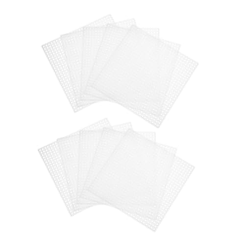 WEKAMOS 10 Stück Teiliges Kunststoff Mesh Canvas Quadratisches Waschbares und Langlebiges Plastikgewebe Biegefestes Strick und Häkelzubehör für DIY Stickerei und Bastelprojekte von WEKAMOS