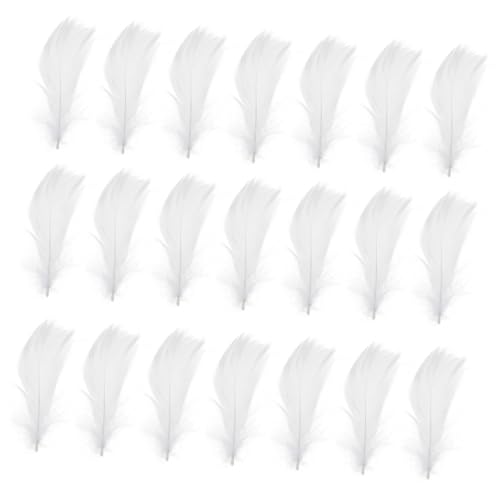 WEKAMOS 100 Stück Federhilfsmaterial Farbige Federn Hochzeit Federn DIY Handwerk Federn Party Federn Bastel-federdekor Federn Masse Bunte Federn Federschmuck Weiß Gänsefederende Feder von WEKAMOS
