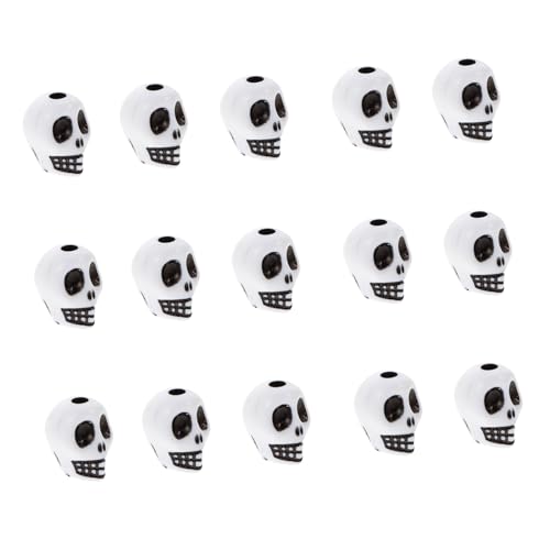 WEKAMOS 100 Stück Weiße Acryl Schädelperlen Schädelform Bastelperlen für DIY Schmuckherstellung Halloween Dekorationsperlen zum Auffädeln für Makramee und Armbänder WEKAMOS 100 Stück Weiße Acryl Schädelperlen Schädelform Bastelperlen für DIY Schmuckherstellung Halloween Dekorationsperlen zum Auffädeln für Makramee und Armbänder von WEKAMOS