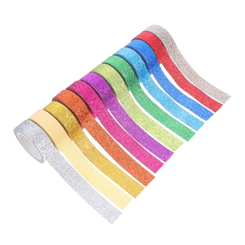 WEKAMOS 12 Rollen Teiliges Washi Tape Buntes Glitzerndes Masking Tape für DIY Scrapbooking Planerfreundliches Leichtes Dekoband für Tagebücher Geschenke Vielseitige Handwerksdekoration von WEKAMOS