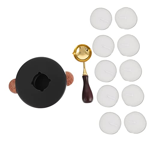 WEKAMOS 12 Stück Teiliges Wachssiegelset mit Schmelzofen Schmelzlöffel und Wachsperlen für Einladungen und DIY Projekte von WEKAMOS