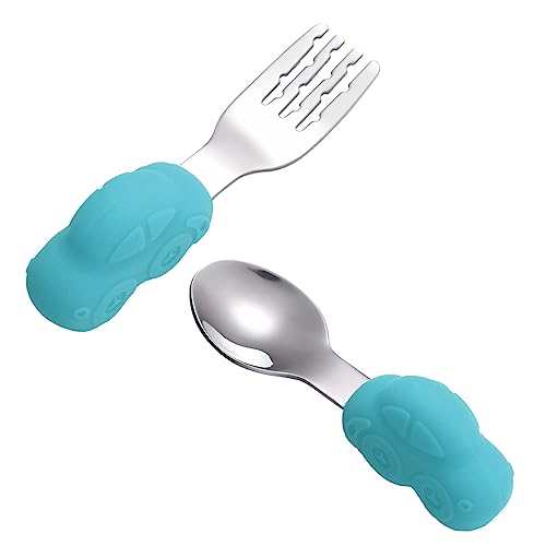 WEKAMOS 1Paar Kinderbesteckset für Kleinkinder Ergonomische und für Selbständiges Essen Sicher und Langlebig Cartoonform von WEKAMOS