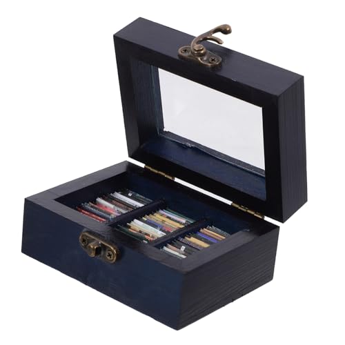 WEKAMOS 1Satz Bücherregal Deko aus Holz für Puppenhaus mit Mini Büchern zur Verschönerung von Schlafzimmer Wohnzimmer und von WEKAMOS