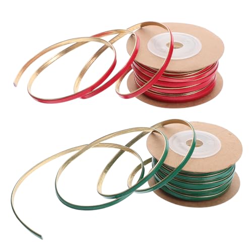 WEKAMOS 2 Rollen PU Kunstlederband Langlebiges Handgewebtes Schmuckband für Geschenkverpackung Geburtstagsdeko DIY Basteln Haaraccessoires Rot Grün von WEKAMOS