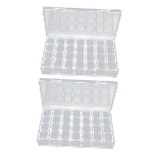 WEKAMOS 2 STÜCK Nagelschmuck Aufbewahrungsbox Fächer Transparent PVC Organizer Verstellbare Trennwände Leicht Kompakt Für Perlen Ohrringe Nail Art Zubehör von WEKAMOS