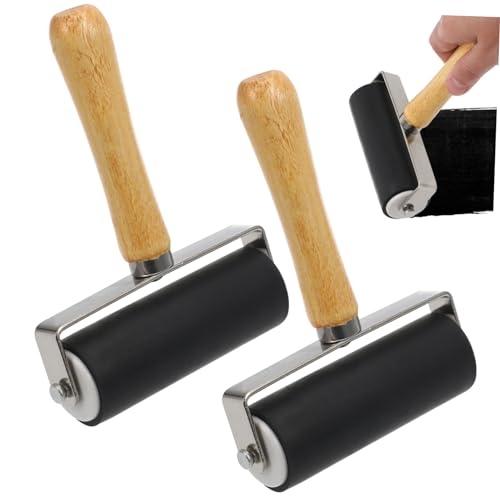 WEKAMOS 2 STÜCK Teiliges Gummiwalzen Robuste Druckwalze mit Flacher Oberfläche für Linoldruck Stempeln und Bastelprojekte Langlebiger Metallrahmen Komfortabler Griff Schwarz WEKAMOS 2 STÜCK Teiliges Gummiwalzen Robuste Druckwalze mit Flacher Oberfläche für Linoldruck Stempeln und Bastelprojekte Langlebiger Metallrahmen Komfortabler Griff Schwarz von WEKAMOS