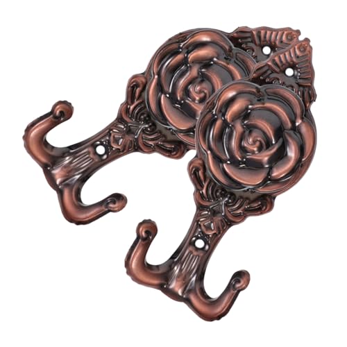 WEKAMOS 2 Stück Blumenförmige Wandhaken aus Metall Doppelhaken Garderobenhaken für Mäntel Taschen und Schlüssel Klassischer Rosen design Wandkleiderhaken in Antikbronze von WEKAMOS