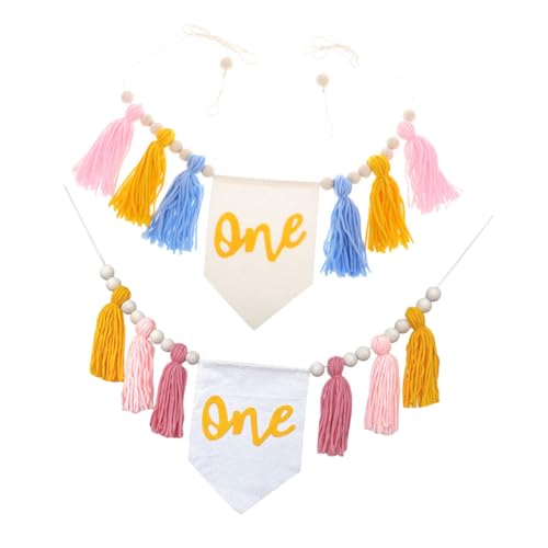WEKAMOS 2 Stück Boho Hochstuhl Banner Teiliges Tassel Girlande Vielseitige Wand und Geburtstagsdeko für Jungen und Mädchen Geburtstagsfeier Partyhintergrund Dekoration von WEKAMOS