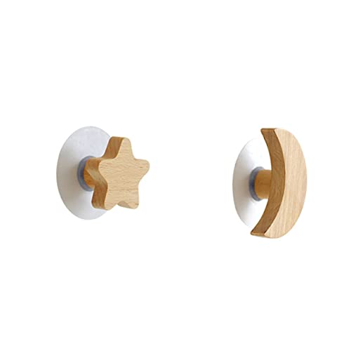 WEKAMOS 2 Stück Holz Wandhaken Mond und Sternform Ohne Bohren Praktische Aufbewahrungshaken für Kleidung Handtücher und Taschen für Flur Schlafzimmer und WEKAMOS 2 Stück Holz Wandhaken Mond und Sternform Ohne Bohren Praktische Aufbewahrungshaken für Kleidung Handtücher und Taschen für Flur Schlafzimmer und von WEKAMOS