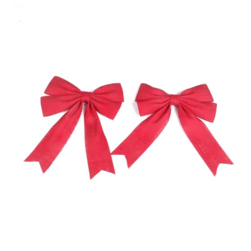 WEKAMOS 2 Stück Jute Schleifen Rote Hessian Bowknot Weihnachtsbaum Deko Vintage Hochzeit Party DIY Ornamente Langlebig Leicht von WEKAMOS