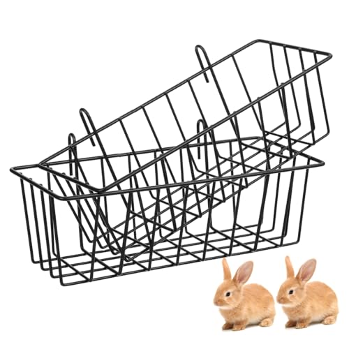 WEKAMOS 2 Stück Kaninchen Heuraufe mit Haken Große Kapazität Strapazierfähige Futterstation für Kleintierkäfige Vielseitiger Heuhalter für Kaninchen Meerschweinchen Hamster von WEKAMOS