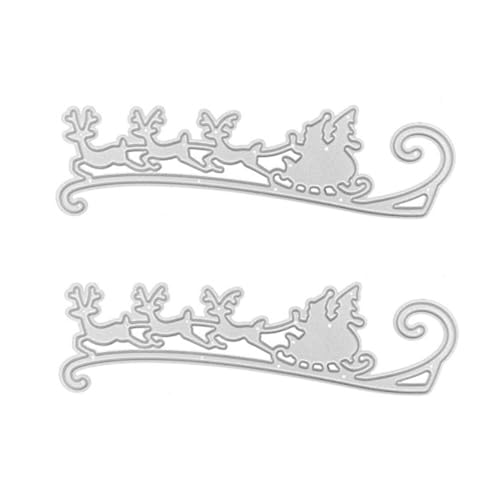 WEKAMOS 2 Stück Metall Stanzformen Weihnachts Schlitten und Rentier Langlebige Carbon Stahl Cutting Dies für DIY Scrapbooking Kartenherstellung Weihnachtsdekoration Basteln und Fotoalben von WEKAMOS