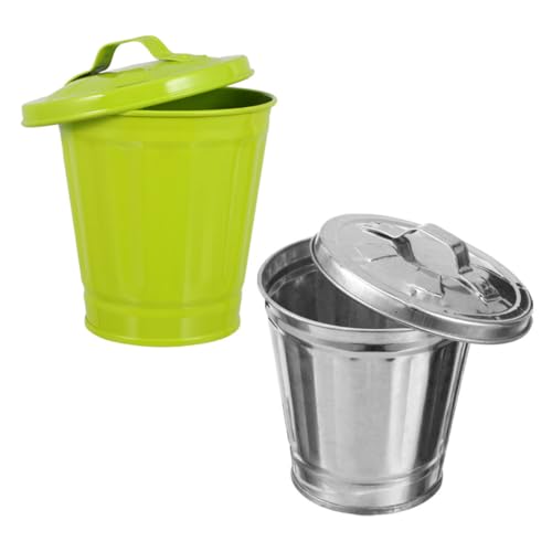 WEKAMOS 2 Stück Metall Tischmülleimer Klein Multifunktional Desktop Abfalleimer Organizer für Büro Zuhause mit Robustem Design und Vielseitiger Nutzung als Papierkorb oder Aufbewahrung von WEKAMOS